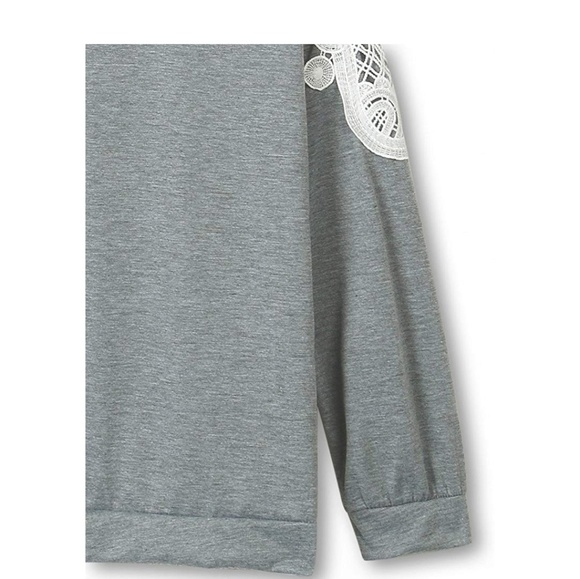 HELEN Cold Shoulder Gray Long Sleeve Sweater Top - Picture 5 of 6